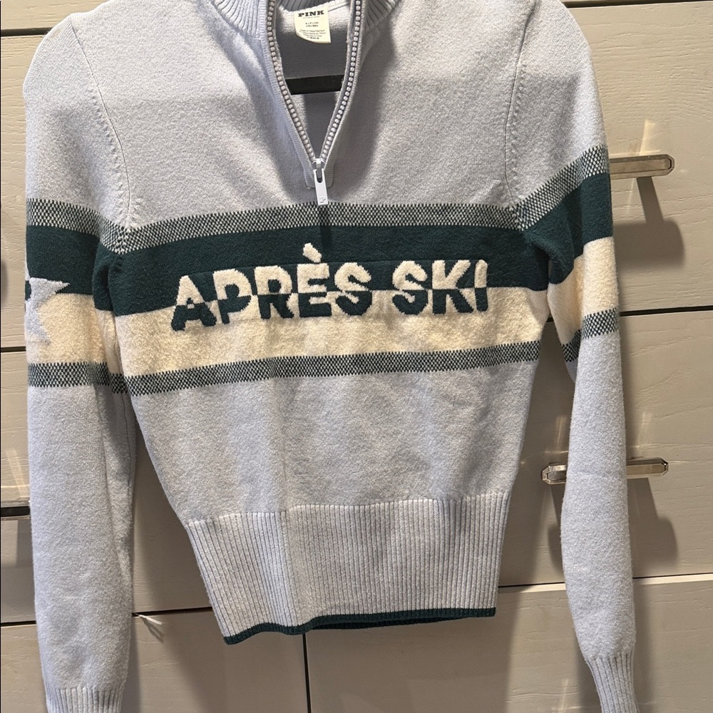 PINK Victoria's Secret Light Blue and Green Apres Ski sweater - Picture 3 of 5